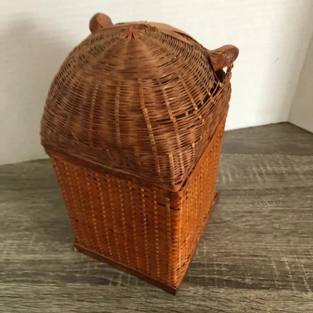 Vtg Handwoven Owl Box - Picture 6 of 11